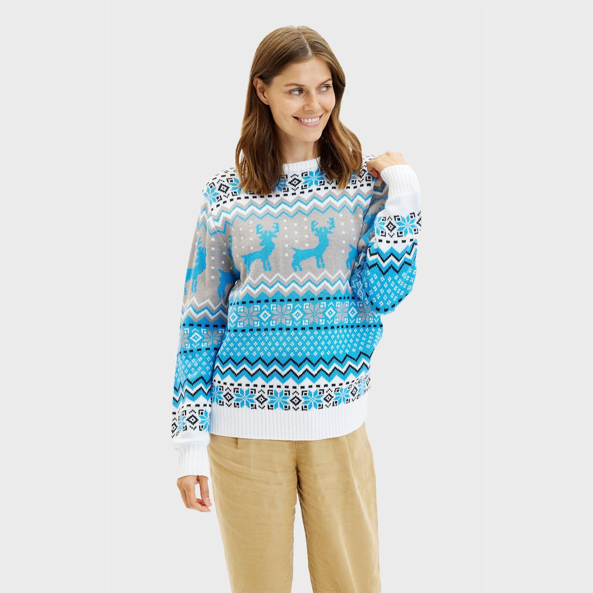 Traditional Blue Christmas Sweater โ Women